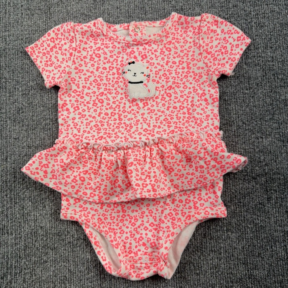Child Of Mine Romper Girls 24M Pink Leopard Cat Ruffle Skirted One Piece Outfit